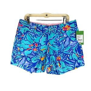 Lilly Pulitzer Callahan Shorts Size 0 Iris Blue Mai Tai Tropical Basic Beach NEW